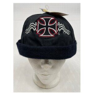 CSI Biker Bullet Cap Cross Hat Cotton Twill Beanie With Sweat Band NWT One Size
